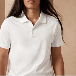 Banana Republic Men's Luxury Touch Performance White Polo Shirt XL